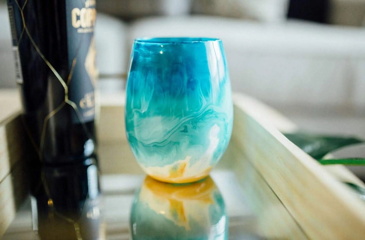 Beach Themed Stemless Wine Glass I242