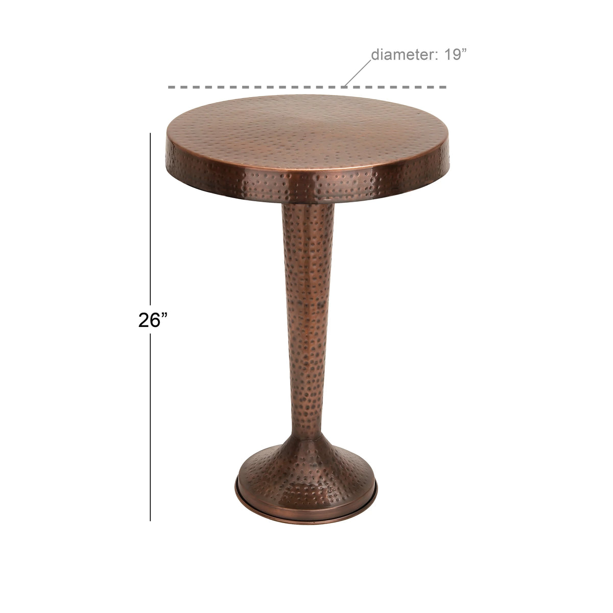 Aluminum Vintage Brown Pedestal Accent Table T273