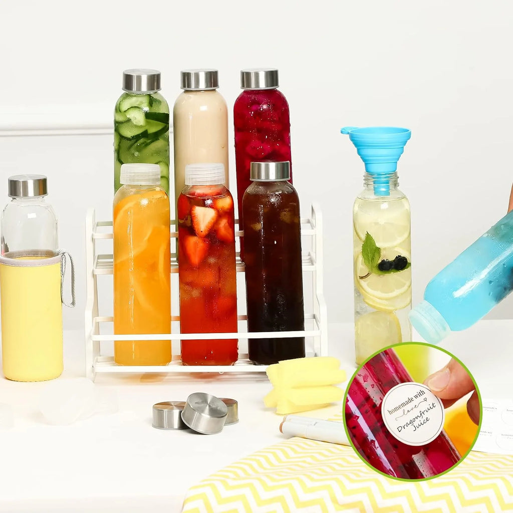 12 Pcs 18oz Clear Glass Water Bottles M69021