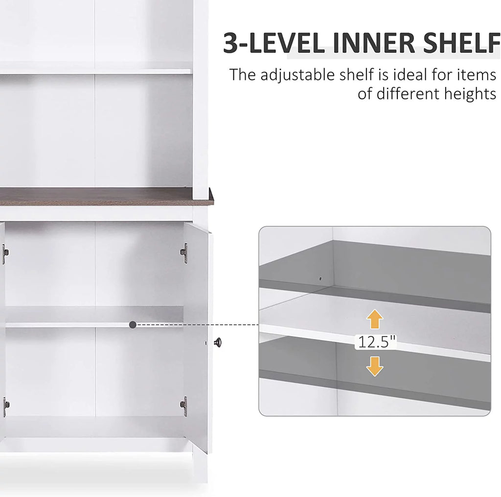 White 3-Tier Double Door Storage Cabinet Y9090