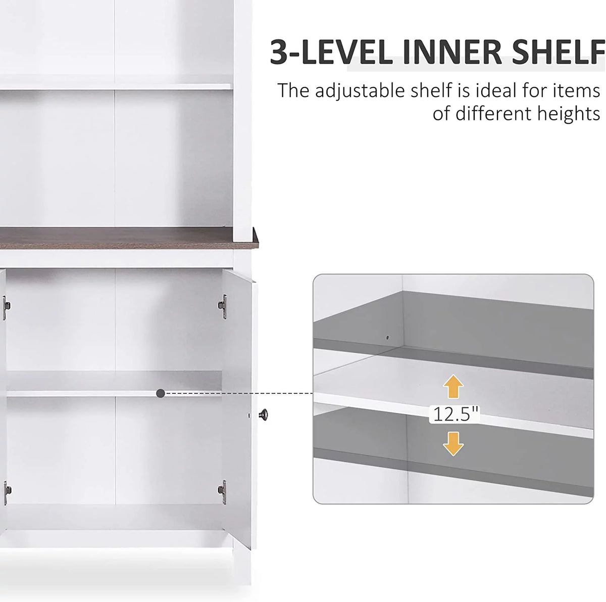 White 3-Tier Double Door Storage Cabinet Y9090