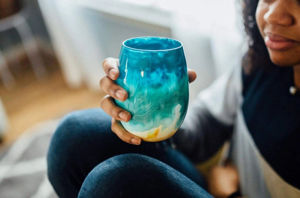 Beach Themed Stemless Wine Glass I242