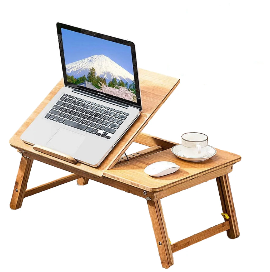 Bamboo Laptop Desk Table with Cooling Fan and Drawer M752