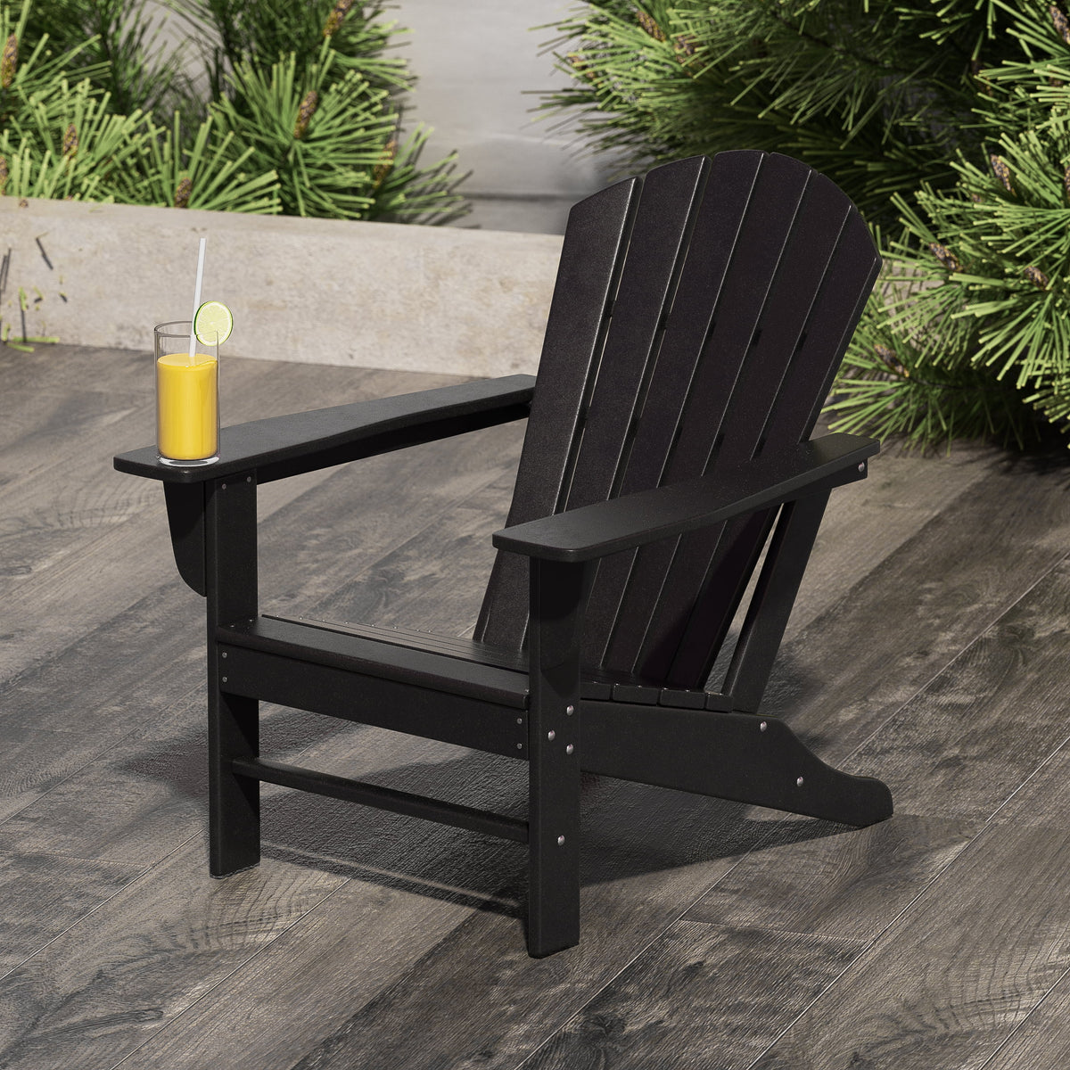 Black All Weather Resistant Poly Lumber Adirondack Chair F6751