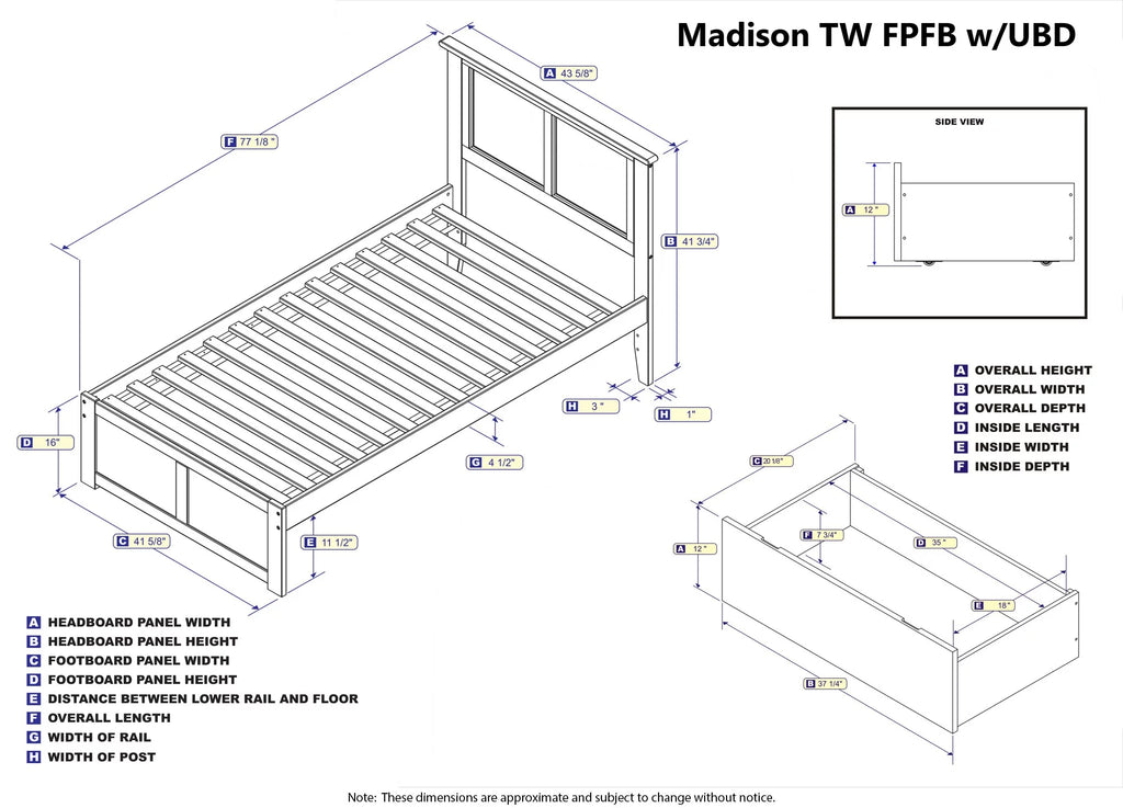 Twin Solid Wood Platform Bed with Footboard & 2 Storage Drawers in White Q17143