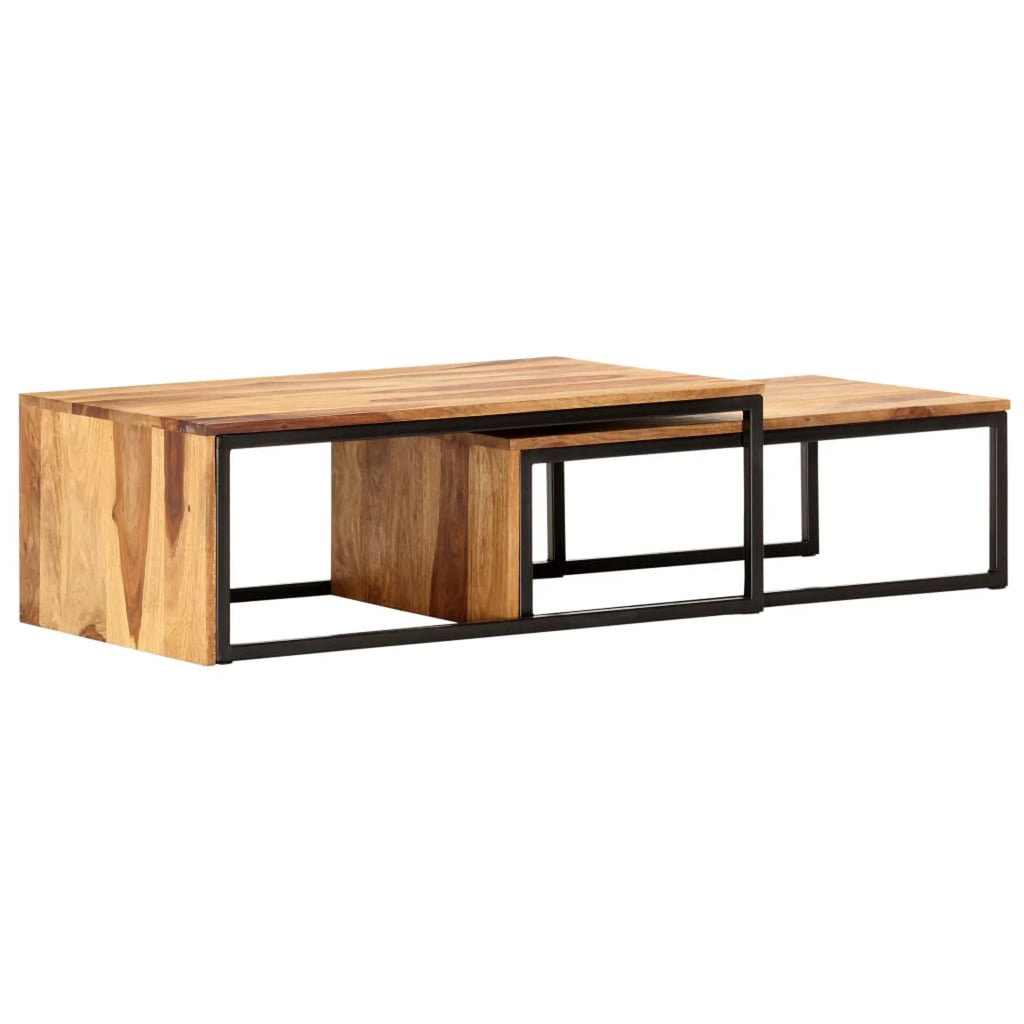 2 pcs Solid Sheesham Wood Nesting Tables J412