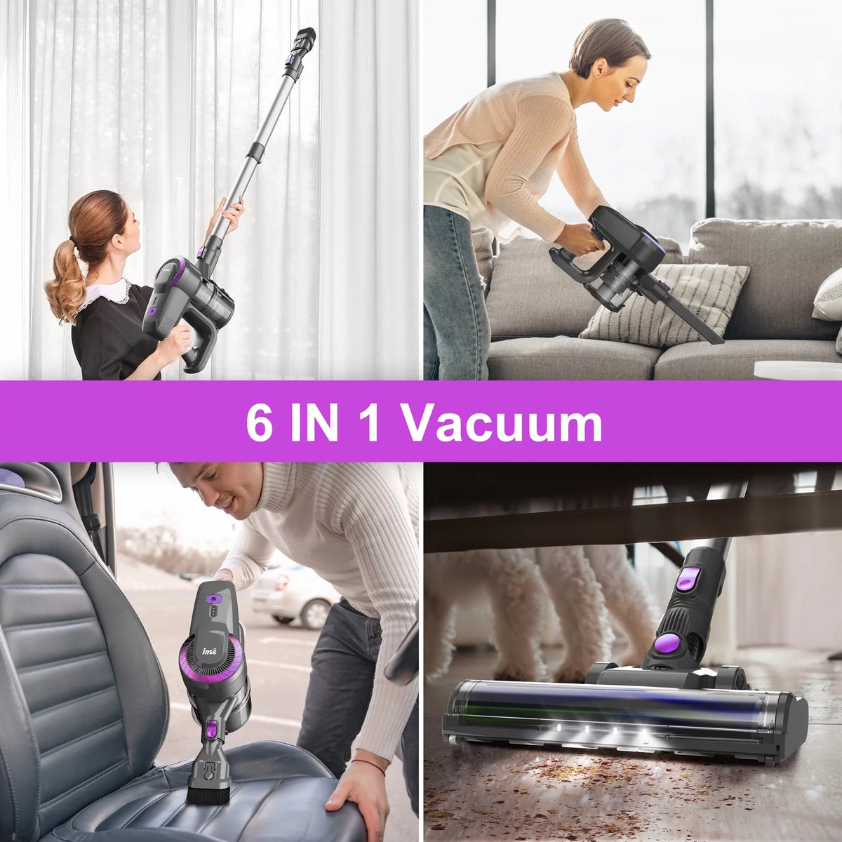 Cordless Stick Vacuum 6 in 1 Purple S943