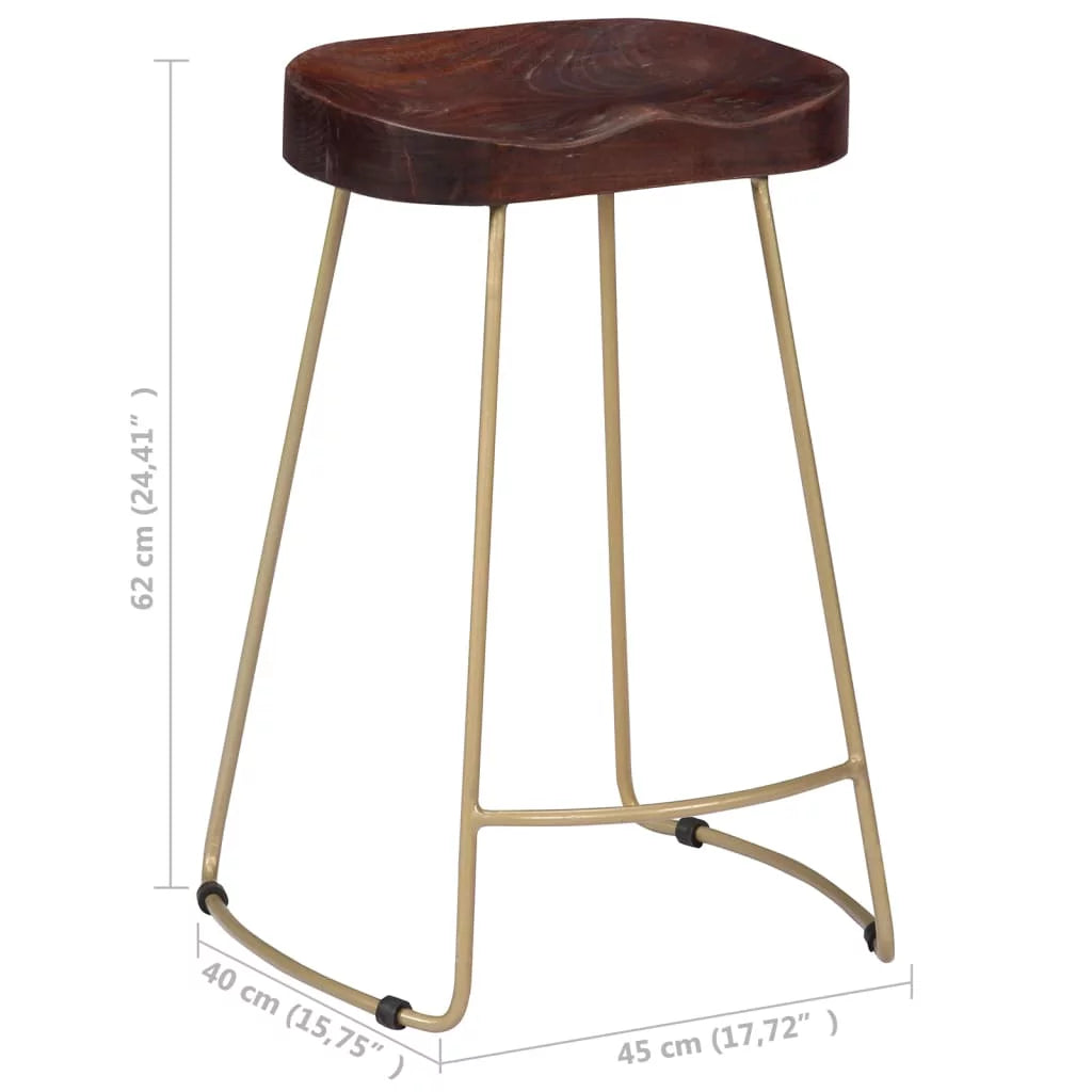Solid Mango Wood Bar Stools 2 pcs V365