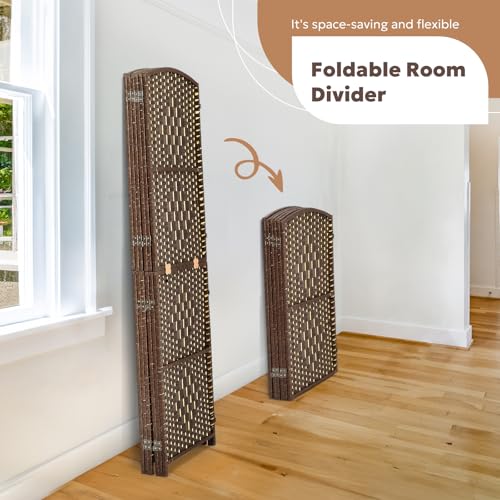 4 Panel 6 ft. Tall Grey Rattan Room Divider O66121