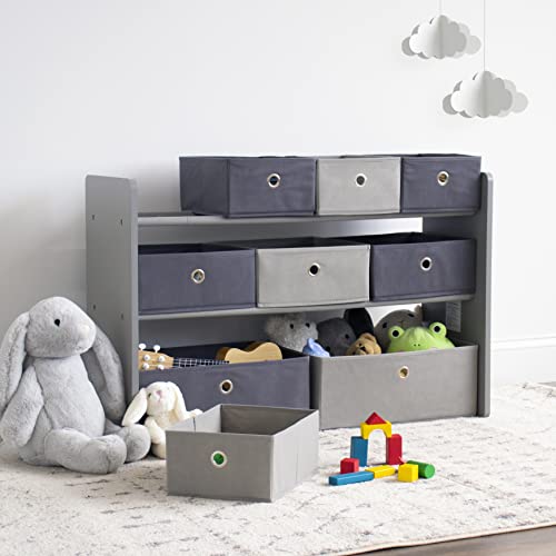 Natural White Toy Storage Organizer with 9 Removable Fabric Bins I346739