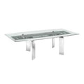 Clear Glass Dining Table with Polished Stainless Steel Base O38770