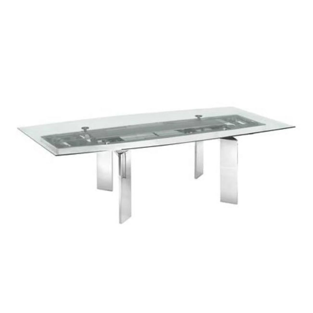 Clear Glass Dining Table with Polished Stainless Steel Base O38770