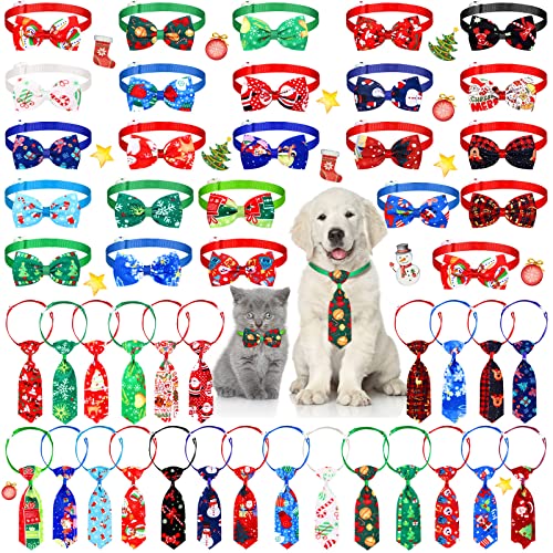 50 Pieces Dog Bow Tie Collar Set with Adjustable Collar U213