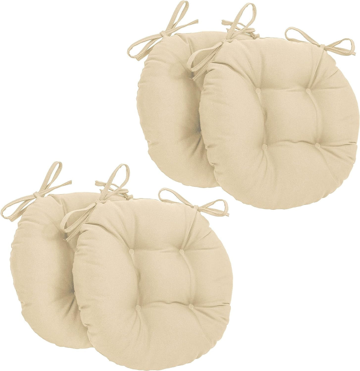 16-Inch Twill Round Chair Cushion, Natural 4 Count W987860