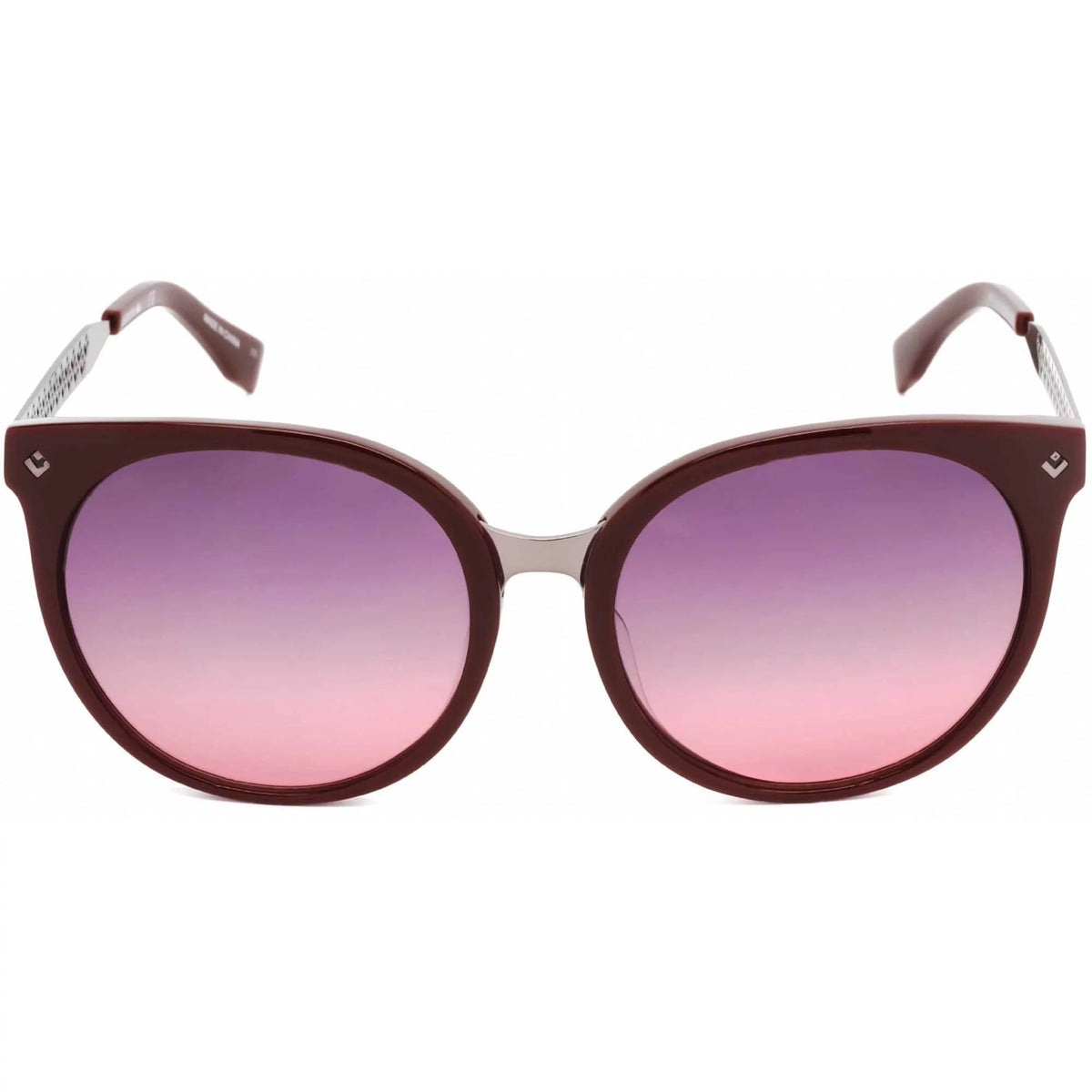 Men's Burgundy Silver Frame Sunglasses V305