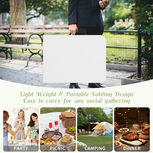 2 Pack 6 FT White Folding Plastic Table with Carrying Handle V46731