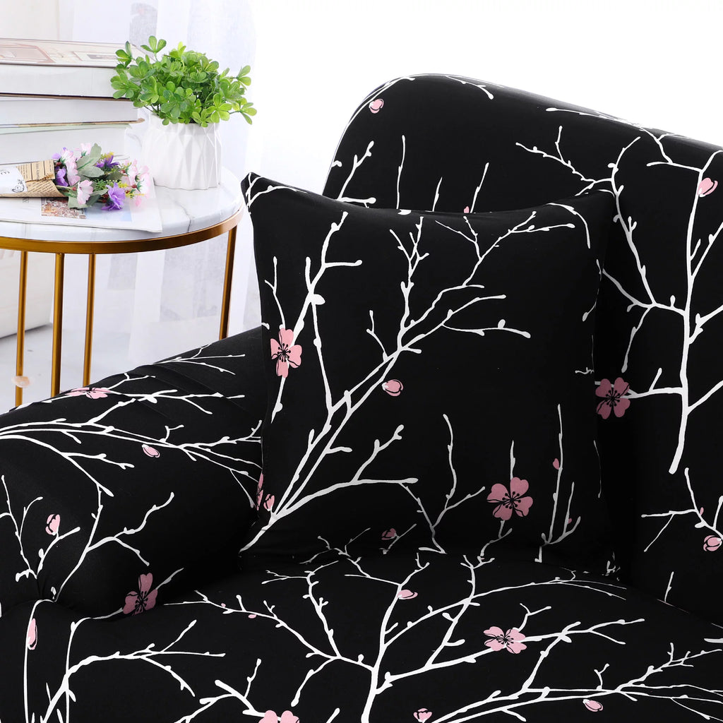 Black White Branches Sofa Slipcover P9302