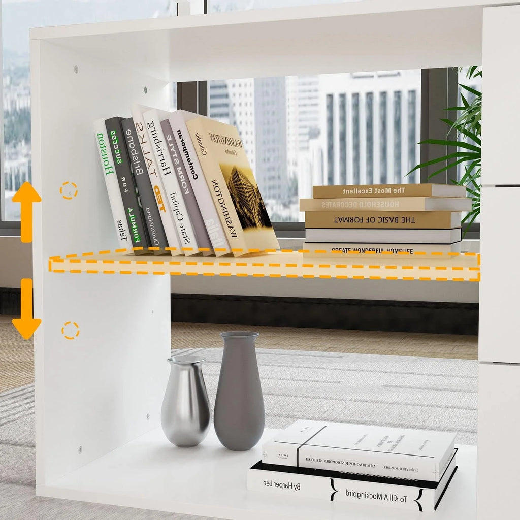 White L-Shaped Desk with 3 Drawers and Shelves A70408
