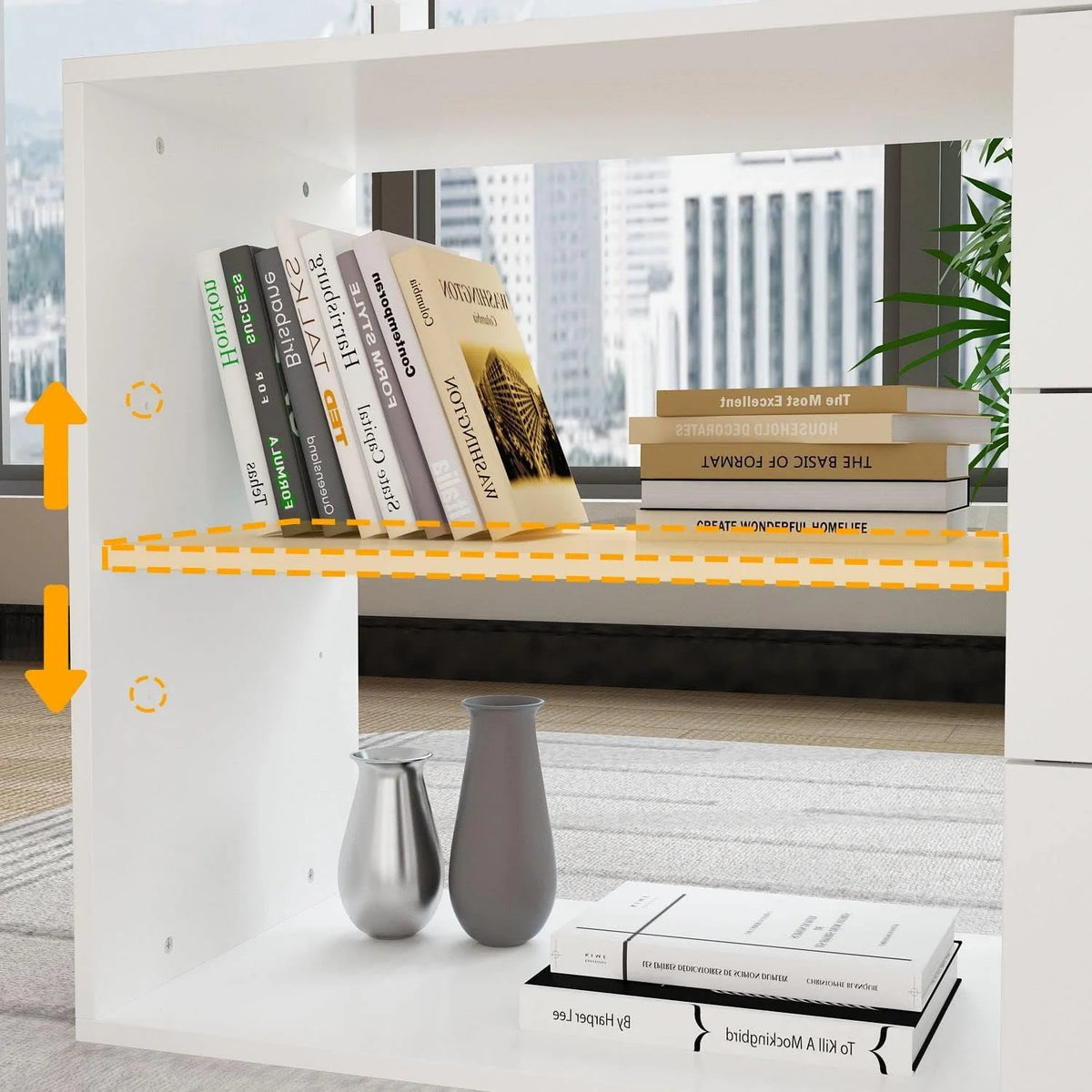 White L-Shaped Desk with 3 Drawers and Shelves A70408