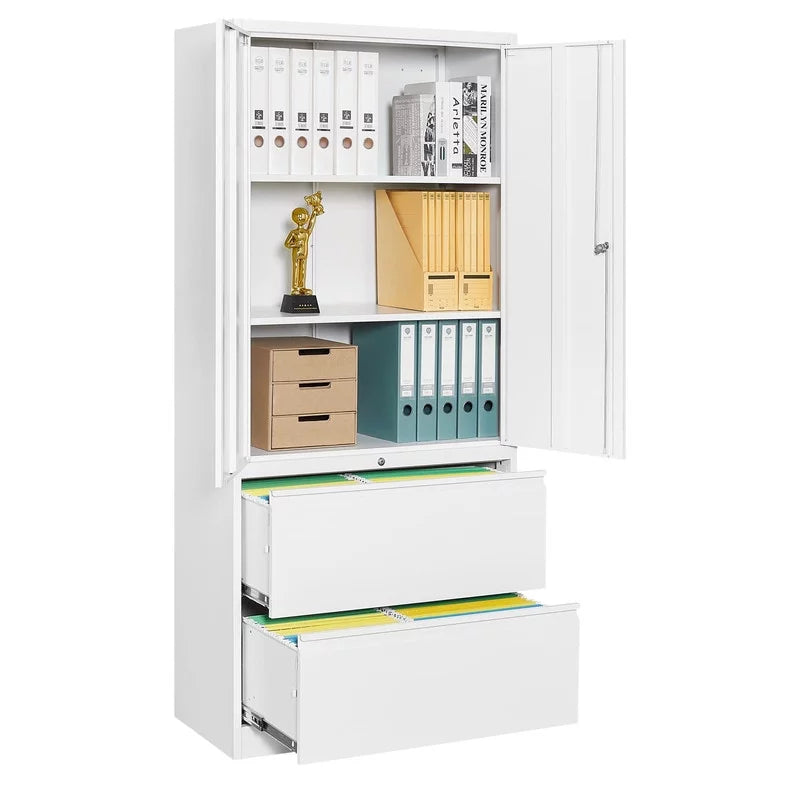 Lateral File Cabinet with Lock, 2 Drawer Steel Storage Cabinet H795