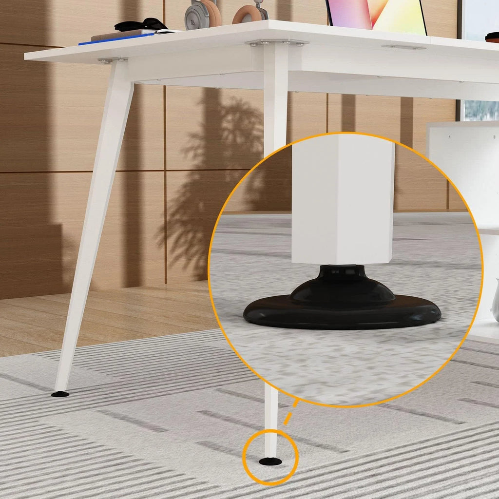 White L-Shaped Desk with 3 Drawers and Shelves A70408