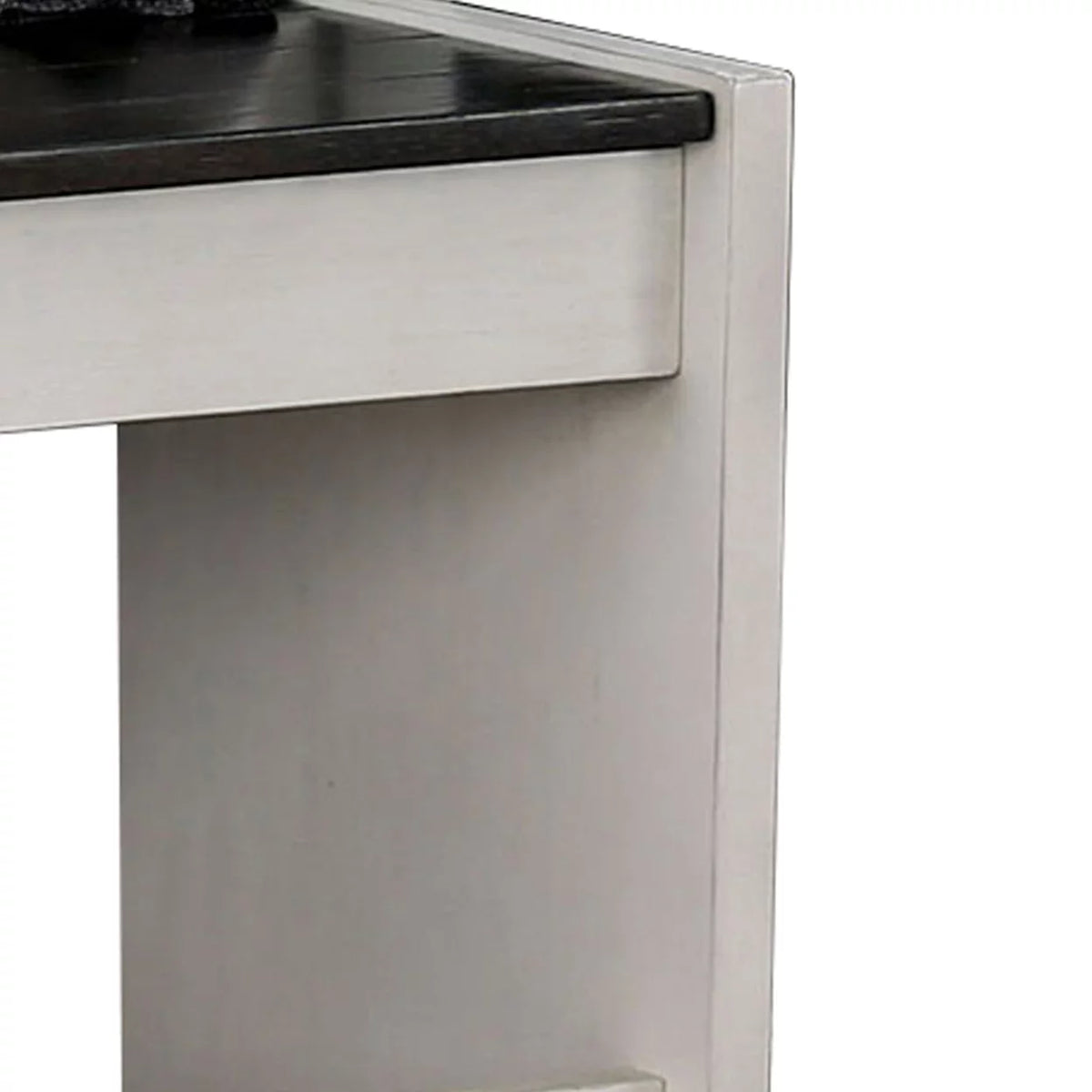 White and Black Wooden Counter Height Bench with Lift Top Seat I198024