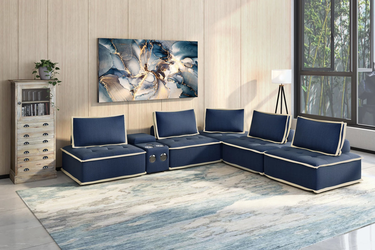 6 Pc Sectional Sofa with USB Storage M532