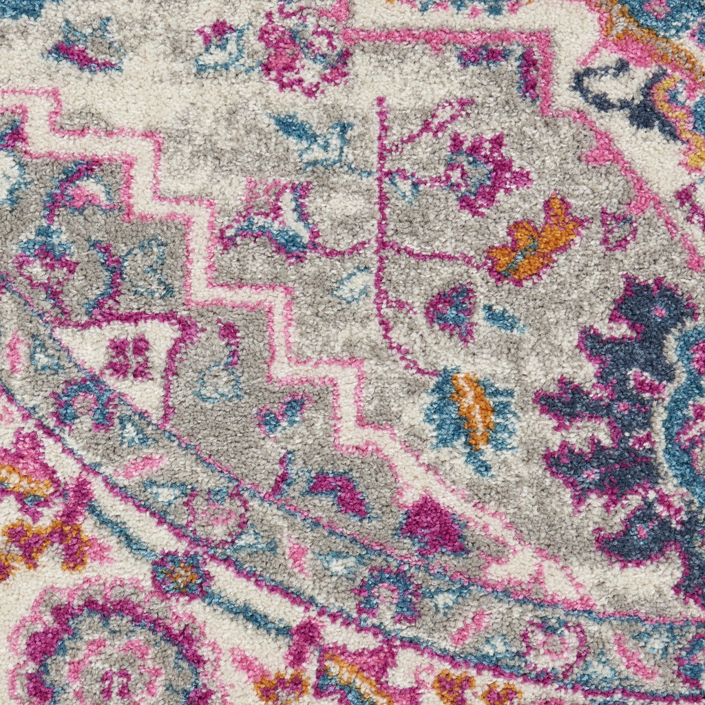 Light Grey Pink 4' Round Area Rug M781