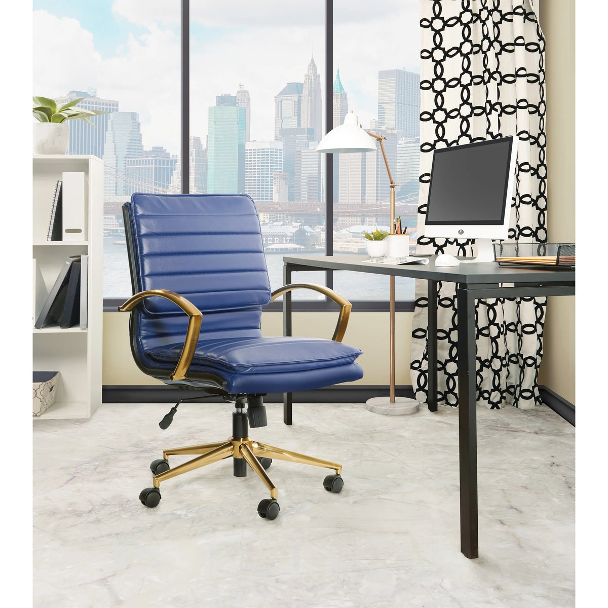 Cream Faux Leather Mid-Back Chair B517874