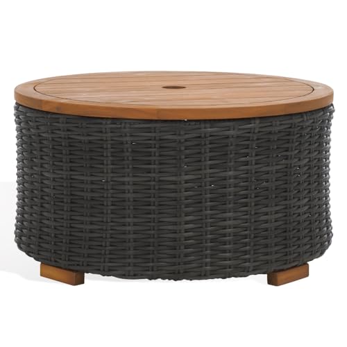 Natural Brown Faux Wicker Storage Coffee Table K623467