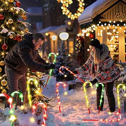 Solar Candy Cane Lights 10 Modes Waterproof 28 FT 72 LEDs K350529