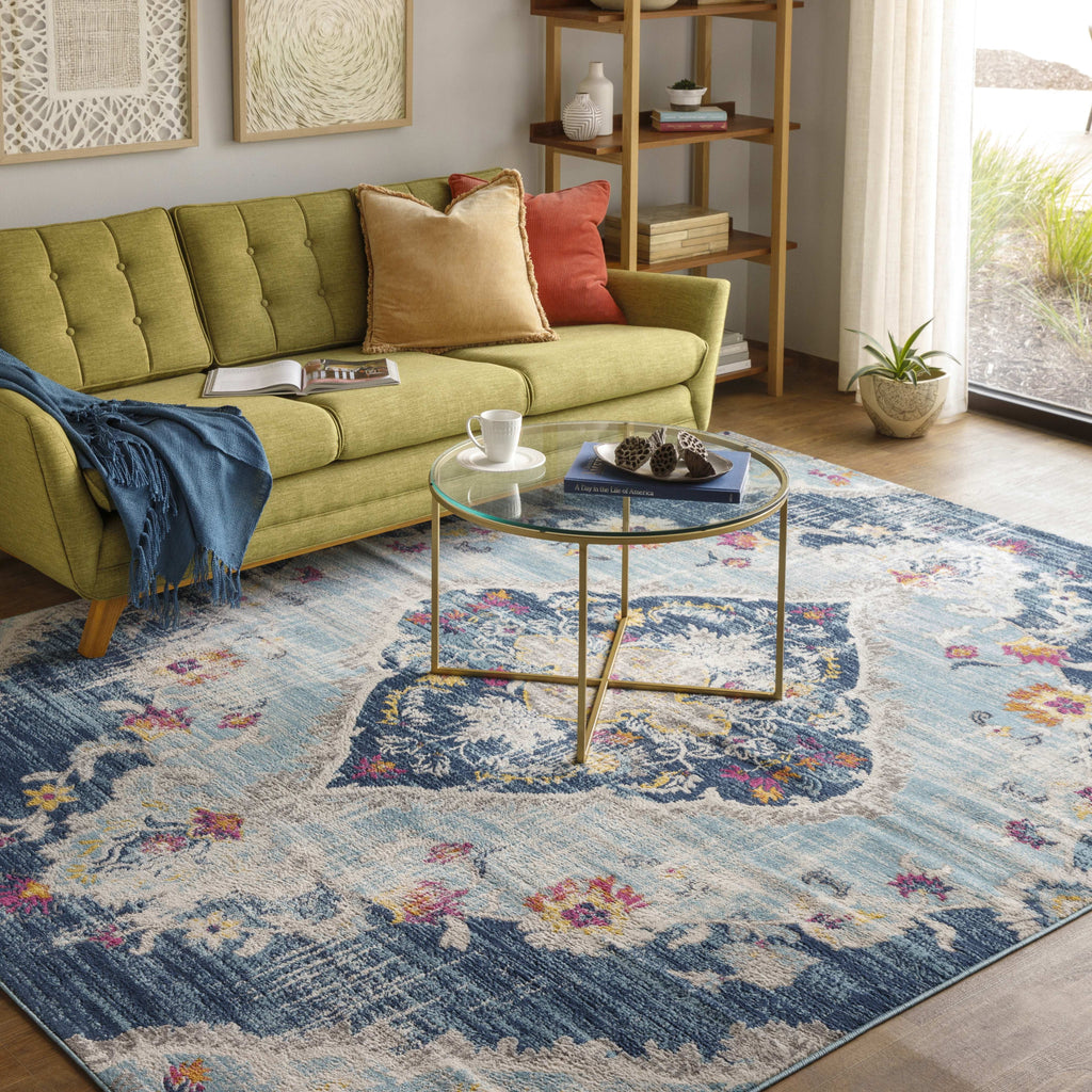 Blue 3x12 Traditional Runner Area Rug D907