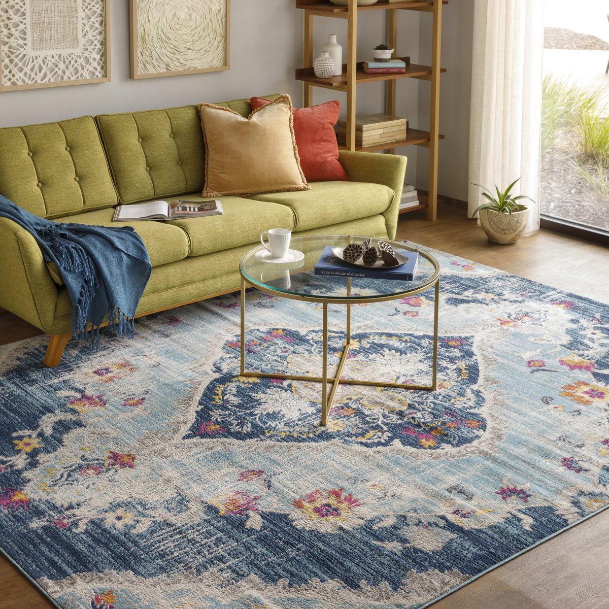 Blue 3x12 Traditional Runner Area Rug D907