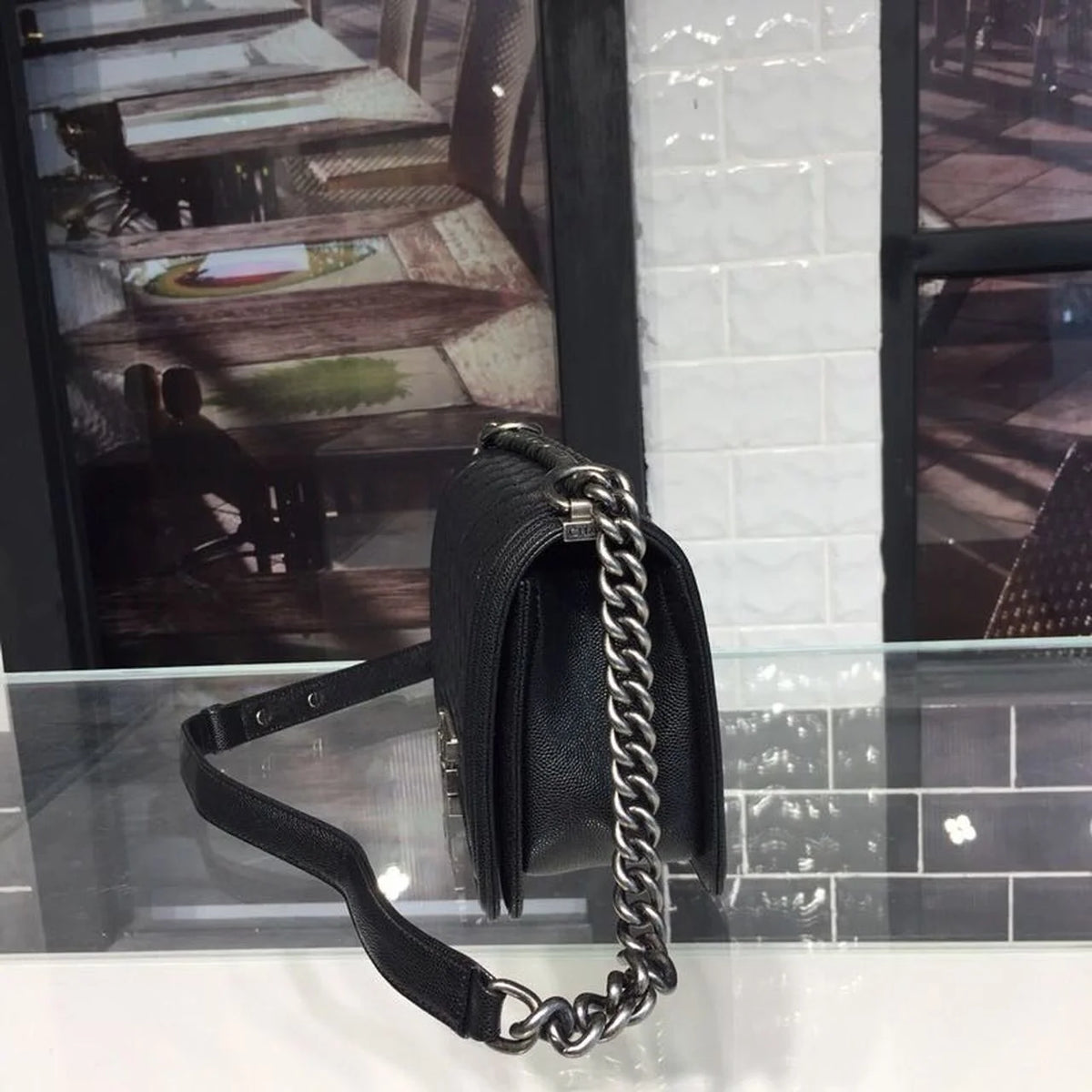 Black Shoulder And Crossbody Handbag S8134
