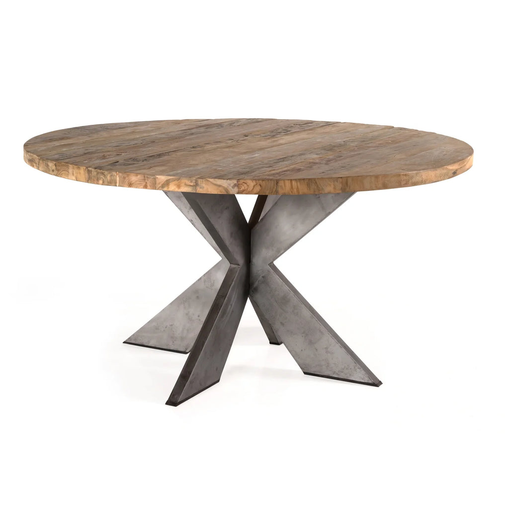 Round Recycled Teak Wood Dining Table K605911