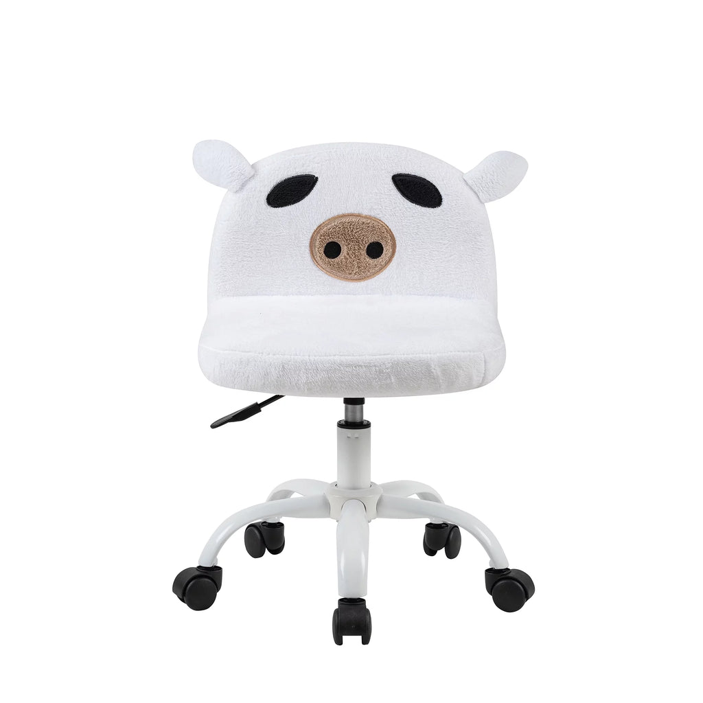 White Fuzzy Adjustable Armless Swivel Rolling Desk Chair M346