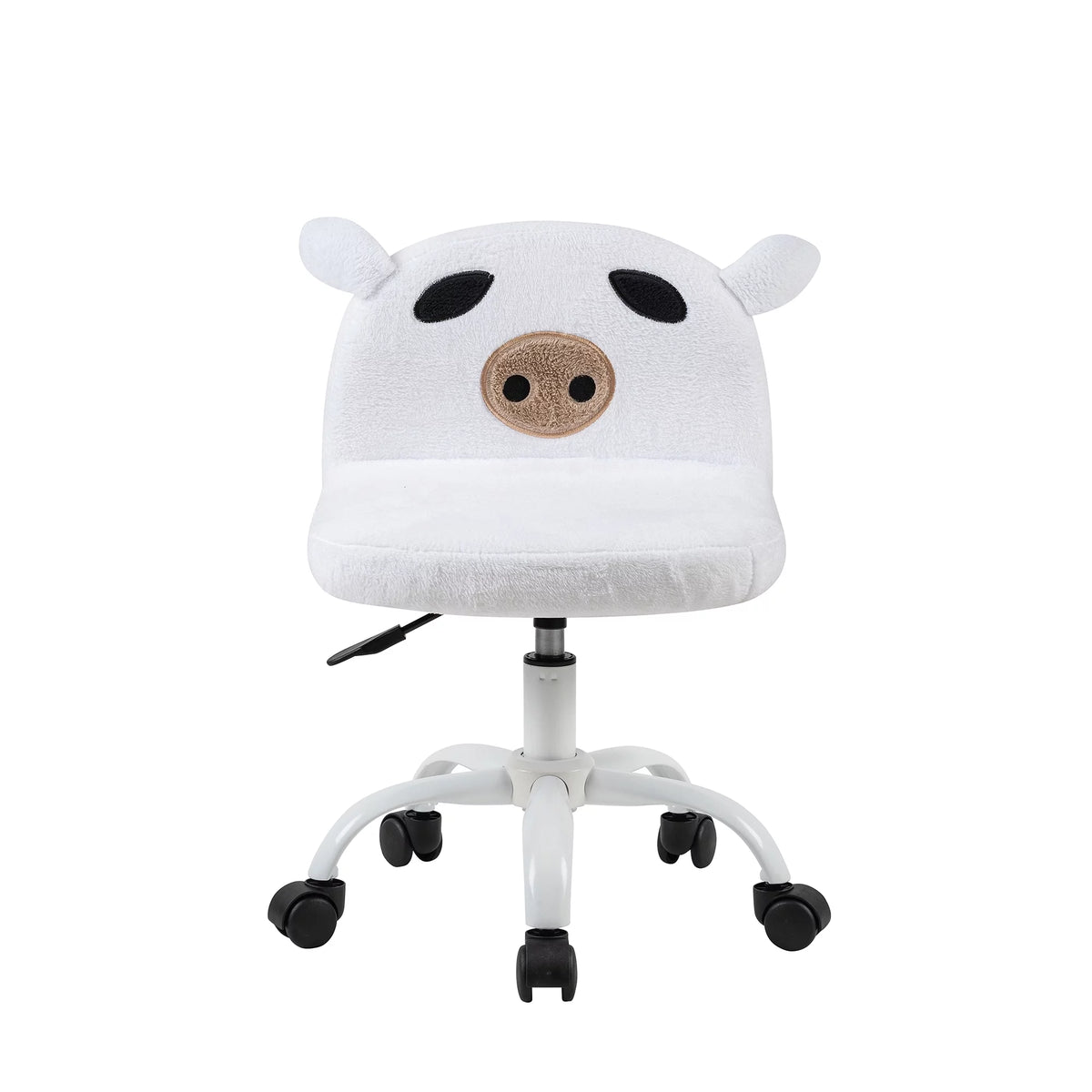 White Fuzzy Adjustable Armless Swivel Rolling Desk Chair M346
