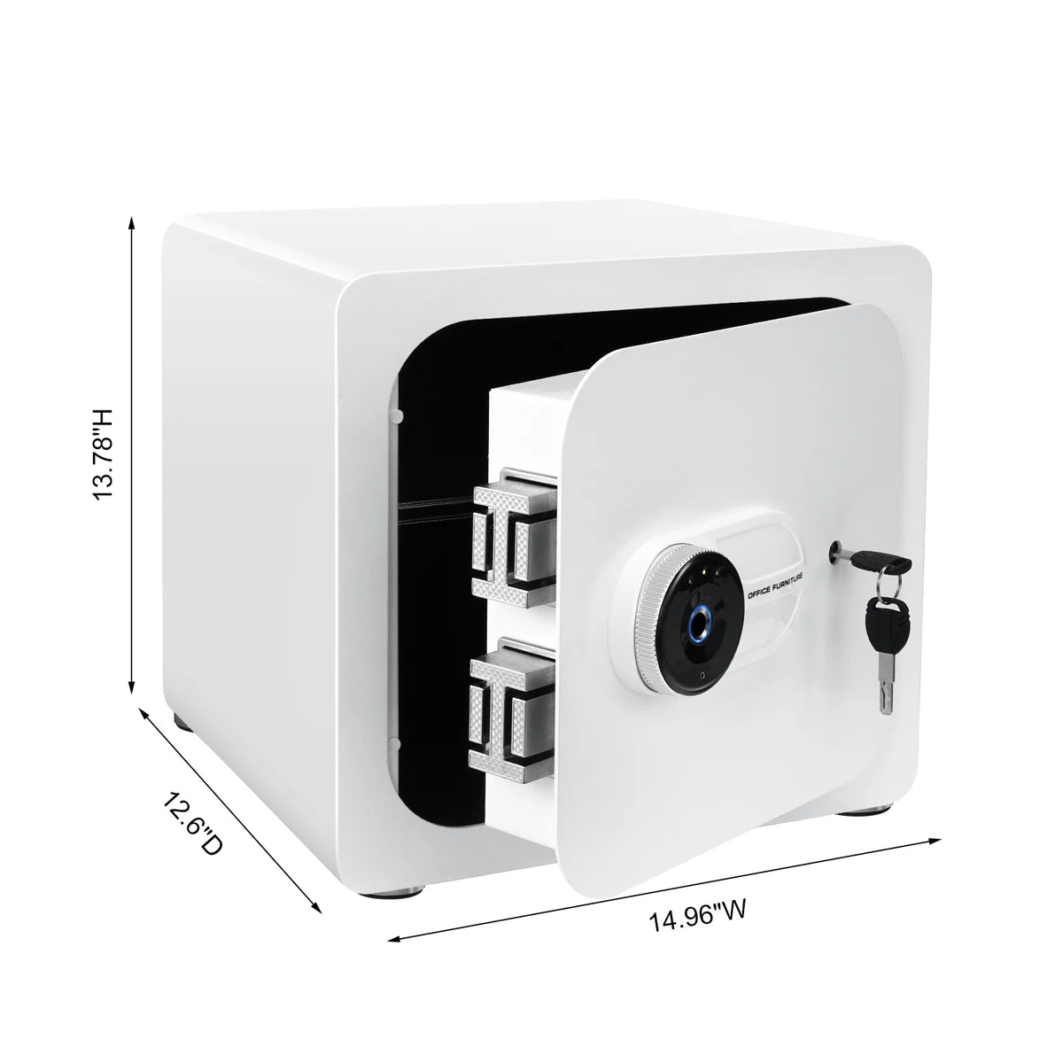 1.8 Cub White Safe Box with Fingerprint and Removable Shelf O64504