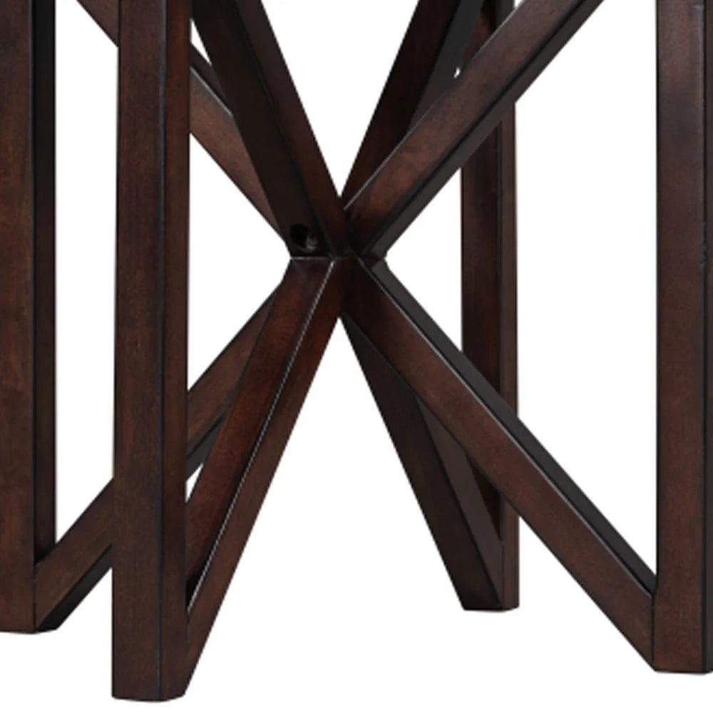 Round Tempered Glass Coffee Table with Solid Wood Base O21116