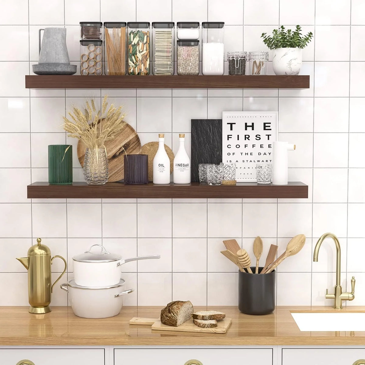 36 Inch Long Wood Floating Shelves Set of 2 I278878
