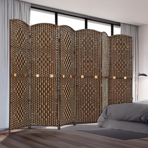 4 Panel 6 ft. Tall Grey Rattan Room Divider O66121