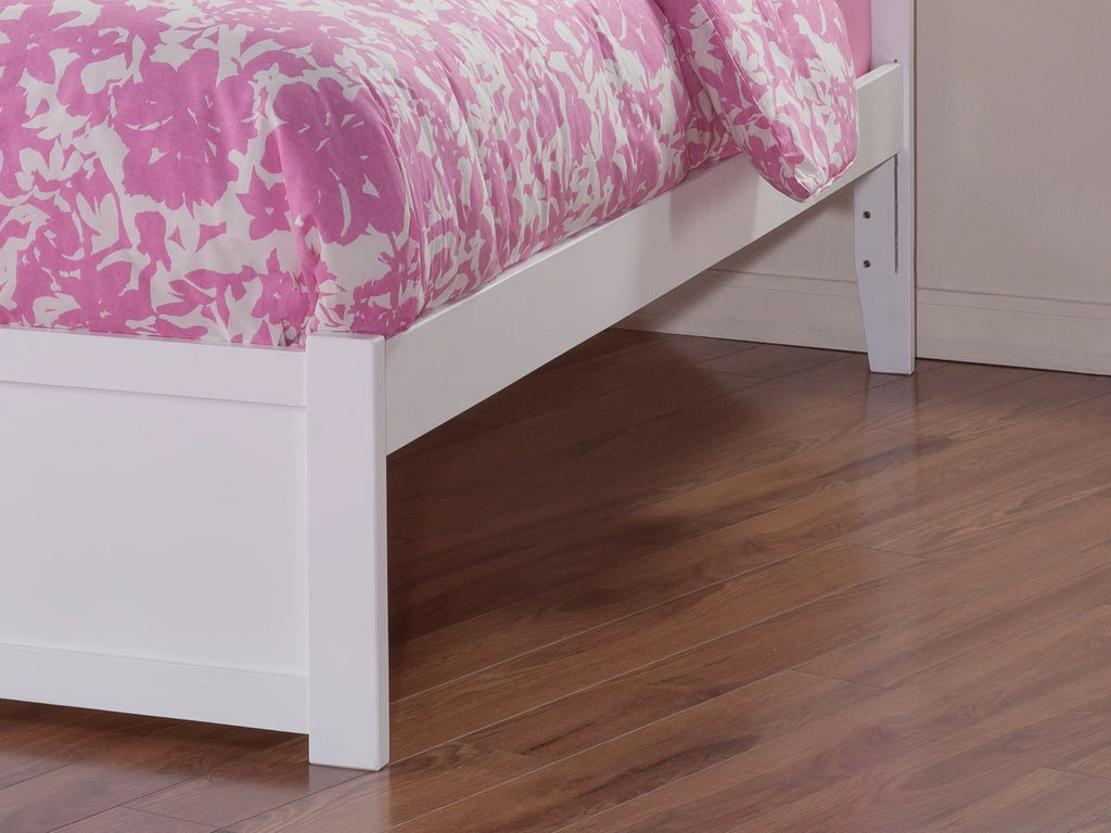 Twin Solid Wood Platform Bed with Footboard & 2 Storage Drawers in White Q17143