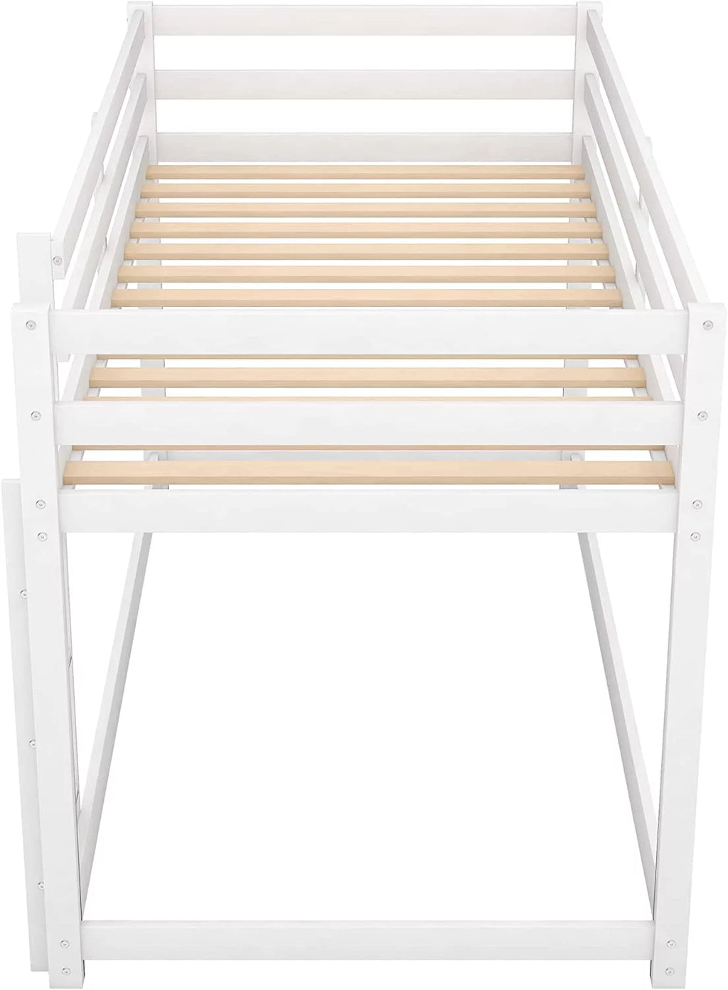 Twin Over Twin Bunk Bed with Guardrail and Ladder B182