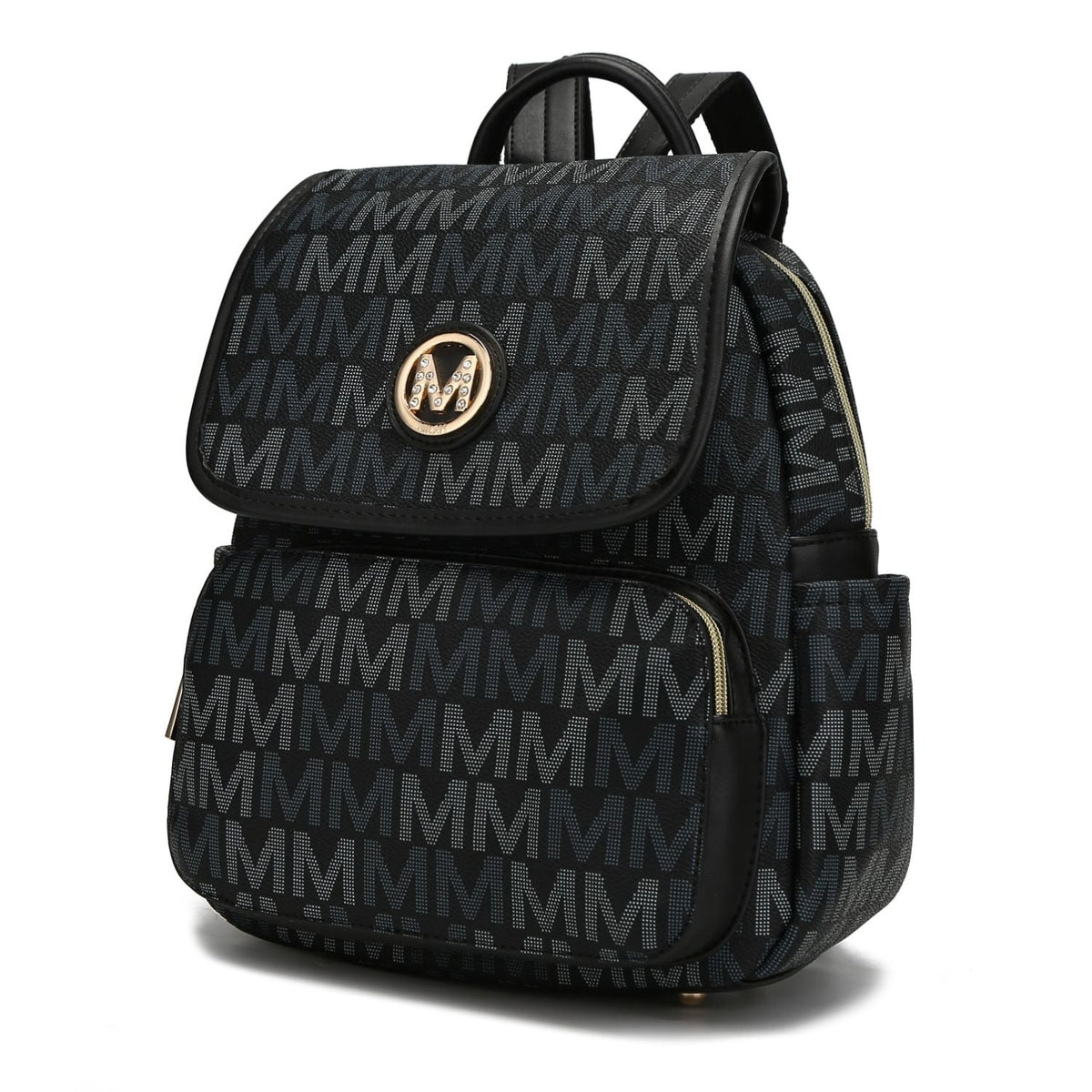 Black Vegan Leather Backpack S605