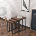 3 pcs Nesting Table Metal Legs Wood Top Walnut X667611