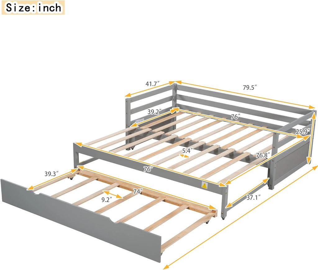 Wood Extendable Daybed with Trundle G279098