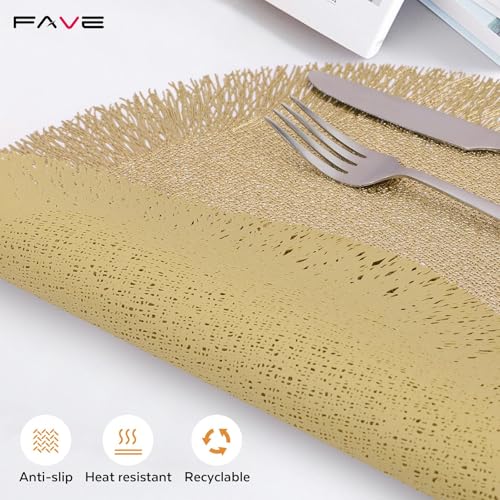 Gold Round Vinyl Placemats Set of 6 I452