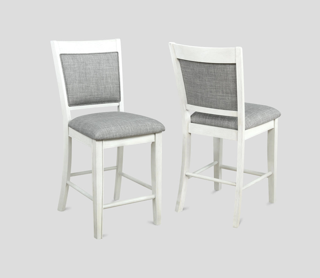 White & Gray Linen Counter Height Bar Stool I757