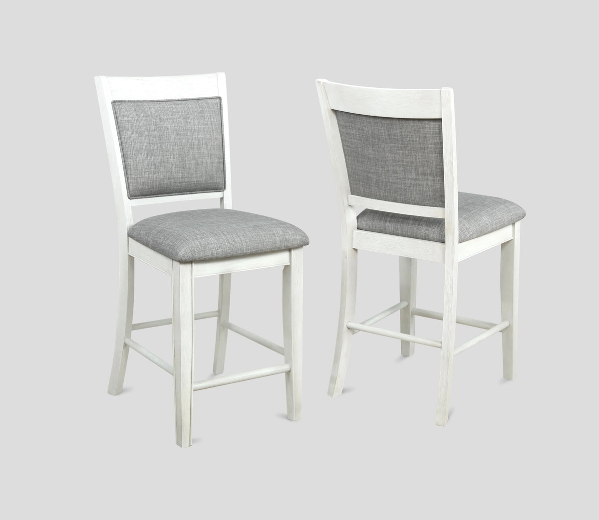 White & Gray Linen Counter Height Bar Stool I757