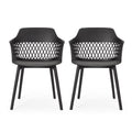 Black Plastic Patio Dining Arm Chair Set of 2 P66184